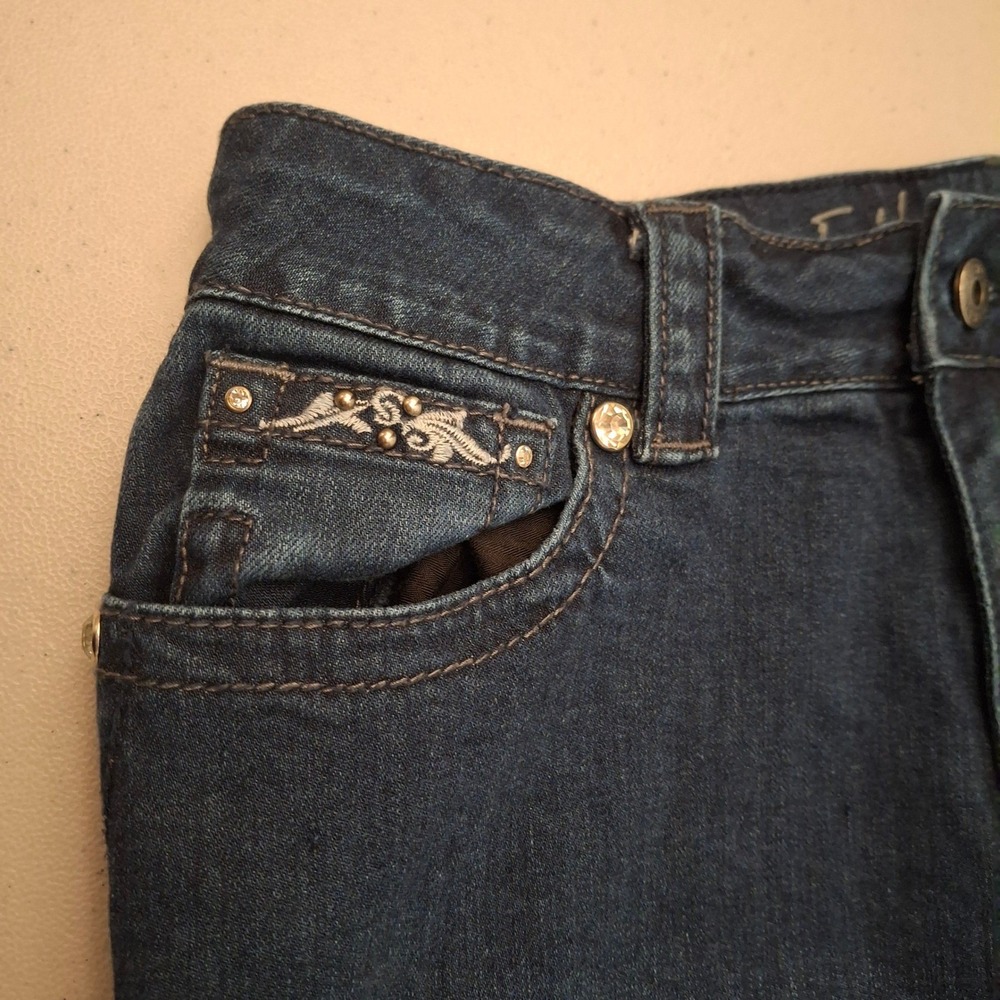 Ethyl Classic Denim Capri Pants Size 6 Embellished Pockets Dark Wash - Picture 3 of 10